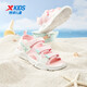 Xtep children's beach shoes for summer for girls, middle and large children with strap design for easy putting on and taking off, comfortable, breathable, fashionable and versatile sandals, ice cream pink/classic white 36