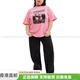 CoaCH (COACH) cat logo letter printed round neck short-sleeved T-shirt for men and women same style pink fashionable lightweight versatile trend pink M