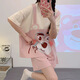 Opeodly夏季睡衣女薄款学生甜美短袖短裤两件套夏天宽松可外穿休闲家居服 684背带熊 M 【建议80-90斤】