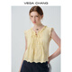 
VEGA CHANG [Single-piece necklace] shirt for women 2025 new summer flying sleeve hollow lace-up sweet sleeveless shirt shell white (shirt) L