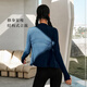 
La NikarLaNikar Spring and Autumn New Furrowed Sportswear Stand Collar Outdoor Running Windproof Yoga Clothes Women's Top Royal Blue XS