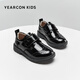 意尔康童鞋开学必备秋季男童皮鞋布洛克雕花亮面绅士演出鞋儿童鞋黑色37