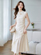 Nosskiss Luxury Luxury High Deaire Robe de style chinois pour femmes 2025 Été Nouvelle broderie haut de gamme modifiée Cheongsam Off-White M