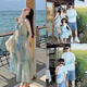 QINZHI (QINZHI) mother-daughter clothing parent-child clothing summer dress season family three and four casual T-shirt vacation sense mother-daughter dress green 66 baby crawling clothes (12 Jin [Jin equals about 0.5 kg])
