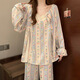 Pure Fengyun Fengyun Duo Cotton Start Pajamas para mujeres Juego de ropa para el hogar de la manga larga de tres piezas de tres piezas F9928# M Recomendado 80-100