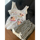 Miao Dessert Hund Pyjamas für Frauen im Sommer modal ärmellose sexy Schlinge Weste mit Brustpolster Sommer-Heimkleidung Zwei-teiliger Dachshund Hund L.