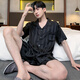 Kpdwfms睡衣男士夏季冰丝短袖夏天男款仿真丝绸夏款2025新款薄家居服套装 [冰丝]S1381男 L 均码