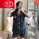 浪莎（LangSha）2025两件套睡衣女夏冰丝短袖薄款印花开衫凉感显瘦学生甜美家居服 693-双短-熊头 M