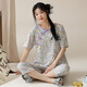 Yalu Summer National Style Pyjamas Suit des femmes mince Tendance nationale décontractée Pantalon à manches courtes Pantalons pour filles 9902 # M à manches courtes 9902 # M