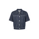 MeiYANG (MEIYANG) Nightline Short Sleeve Jacket Youth Synonym Lapel Breasted Denim Top Dark Blue S