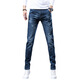 
LEE KIDS Young Men's Grinding White Cat Whisked Stretch Mercerated Cotton Jeans Men's Versatile Summer Comfortable Slim Feet Pants 9905H Blue 28 (2ft 1)100Jin [Jin equals 0.5 kg]