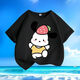 Cute Paccharia Dog Summer New Cartoon Men and Women Medium Large Children Short Sleeve T-shirt Pure Cotton Round Neck Loose and Versatile Children-SL White-KX692 Afraid of Dog 140 [Suggested height 130-140 cm]