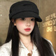 Yi Jian Japanese Yamamoto style black pleated beret women's autumn and winter new retro duck bill newsboy hat painter hat versatile retro pleated octagonal hat black one size (internally adjustable, suitable for small heads)