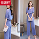 Hengyuanxiang Chiffon Pantalones de patas anchas Conjunto 2025 NUEVO TEMPERAMENTO DE MODA DE SUMERA CASA CASA DE MODIA Reduce de dos piezas para mujeres. Big Red [set] m [sugerir 100 Jin [Jin equivale a 0.5 kg] a continuación]