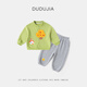 Dudujia Children's Autumn Knitted Suit Boys Cardigan Top Casual Pants Autumn Clothes Girls Cartoon Two-piece Baby Children's Clothing Green 80