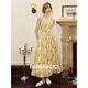 Banana CICI 2025 Summer NUEVO VACIONES Estilo de vacaciones Luz y transpirable Vestido de suspensión de Ramie Pure Ramie C252LY694 Amarillo S