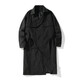 NYING double-breasted windbreaker jacket for men in spring and autumn new fashion brand Korean style large size loose mid-length over-the-knee coat black XL (130-150Jin Jin equals 0.5kg)