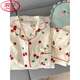 LangSha (LangSha) pure cotton gauze pajamas for women short-sleeved trousers summer three-piece set sweet cherry outerwear cardigan home clothes spring and autumn Yunduo Cotton-9905# black love three-piece set M Recommended 75-100Jin [Jin equals 0.5 kg]]