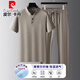 皮尔卡丹（pierre cardin）桑蚕丝运动套装中年男士夏季POLO衫商务休闲冰.丝免烫速干两件套 绿色2687 XL 180 建议(150-165斤)
