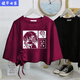 Nachdenklich kurzärmeliges T-Shirt für Frauen, die schlanke und süße Drawschnelle kurzer Sommer Top Student Print Nische INS Design Sinn 1421 Schwarz S