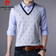 Pierre cardin brand men's fake two-piece long-sleeved T-shirt lapel spring and autumn new T-shirt with collar Korean shirt collar base shirt 3878 red 2XL 180/120/54