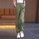 Pantalones de trabajo de Dingyuan Green American para mujeres Pantalones delgados de patas rectas de verano 2025 Nuevo cintura alta en la pierna ancha de la pierna ancha de secado rápido 9929 ladrillo rojo [estilo de verano] 2xl /30 [125-135Jin [Jin iguala 0.5 kg]]
