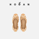 HOGAN【TC】女鞋H684系列牛仔布褶皱芭蕾舞鞋 卡其色 35