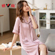 Yalu 2025 Nachthemd für Frauen im Sommer Ice Seide Dünne halbärmelte simulierte sexy Sommer lose große Pyjamas Hauskleidung Minze Grün 9905 m 160