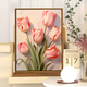 
Yonghuan healing tulip DIY digital oil painting difficult to pass the time to relieve boredom Hand-painted oil painting living room SJ13969 30x40cm stretched thick solid wood inner frame Highlight pigment + professional oil canvas + brush + accessories
