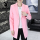 Playboy (PLAYBOY) mid-length suit men's Korean version slim fit spring and autumn trendy handsome pink small suit thin windbreaker jacket pink M 100Jin Jin equal to 0.5 kg or less