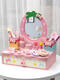 Wooden simulated children's dressing table house toy makeup table 3-4-5th birthday gift girl accessories box Makeup + hairdressing table