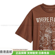 蔻驰（COACH）FW24字母满印圆领宽松短袖T恤男款褐色时尚轻便百搭潮流 褐色 S