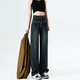 
Cement gray pocket bristled straight-leg pants 2025 new loose wide-leg jeans high-waisted floor pants #9901 Cement gray Regular 28 (recommended 105-115Jin [Jin equals 0.5 kg])