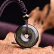 Obsidian Peace Buckle Pendant Women's Crystal Jade Jade Pendant Necklace Pendant Men's Zodiac Year Birthday Gift Black Gold Obsidian Peace Buckle Pendant