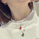 Wei Ci light luxury 18K gold-plated unicorn gourd necklace for women carnelian white mother-of-pearl rose gold with diamonds as a birthday gift for your girlfriend, small size, green agate, rose gold