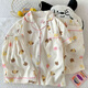 Victorias Stil 2025 Neue Pyjamas für Frauen in der Sommerwolke Baumwolle Teenager Dünne kurzärmelige Hosen für dreiteiligen Anzug 9922# Cloud Cotton 3-teils Anzug m