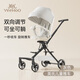 YEEHOO 360 Baby Walking Artifact Rotating, Sitting and Lying Lightweight Folding Baby Stroller with High Views Gray