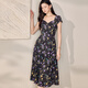ROEYSHOUSE French puff sleeve big sling dress 2025 summer new style beautiful printed midi skirt 12107 color 2XL