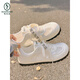 Specht Sommer atmungsaktiv und instabile Frauenschuhe Mesh Schuhe mit Rock weiße Schuhe Vielseitige Ballerina Trainingschuhe flache Schuhe 3527 Beige 35