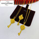 Iosn999 pure gold gold necklace women's gold key pendant crown key pure gold pendant gold key clavicle chain gold lock pure gold crown key pendant free gold plated silver necklace