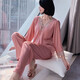 Ran Yilan Pyjamas für Frauen im Frühjahr und Herbst, langärmelte Ice Seide sexy neue Frauen zweiteilige Studentin Korean Cute Home Clothes Longleved 9856 Hell Pink Set 10xl M70-100jin [Jin gleich 0,5 kg]