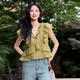 
Eifli (eifini) Eifli multi-layer sleeveless ruffle shirt small top for women 2025 summer new fashion design top for women olive green pre-sale [July 14] Posted M
