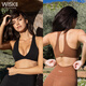 WISKII new sports bra for women to wear on the back, Pilates yoga fitness tops, running training fitness clothes tights, deep black (vest) M