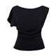 ROEYSHOUSE high-end texture shirt for women 2025 summer design waist slim body 11973 black M