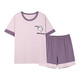Hongdou (Hodo) Pyjamas für Frauen im Sommer Dünne reine Baumwolle süße koreanische Version kurzärmelige Hose dünne zweiteilige Set-Frühlings- und Herbst-Heimkleidung Burgund SKM6627 Bildfarbe M (Empfohlen 75-95jin [Jin gleich 0,5 kg]))