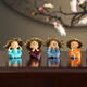 Chinese Zen Four Little Monk Tea Table Ornaments Tea Pet Accessories Decoration Tea Table Coffee Table Office Desktop Small Furnishings Straw Hat - Little Monk Playing Music, Chess, Calligraphy and Painting (Set of 4)