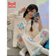 Miiow King Catman Elvis Pure Cotton Pyjamas für Frauen Frühling und Herbst Neue Langarmhosen Loose Strickwind Sweet Cartoon niedliche Heimkleidung Set 9215 m [Vorgeschlagen 80-100Jin [Jin gleich 0,5 kg]]
