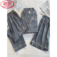 LangSha high-end pajamas men's summer ice silk three-piece set short-sleeved thin men's imitation silk cool feeling can be worn outside 5008 Tingwu gray ice silk three-piece set L men's