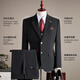 ROMON suit + vest + trousers suit suit men's business professional formal jacket black 4XL