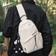 Huili crossbody bag for men's trendy sports travel breast bag large capacity portable cycling student flat backpack shoulder bag black [with orangutan pendant]